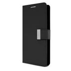 iPhone14 ProMax (iPhone 13 Pro Max) M Silver Buckle Flip Wallet Case Black