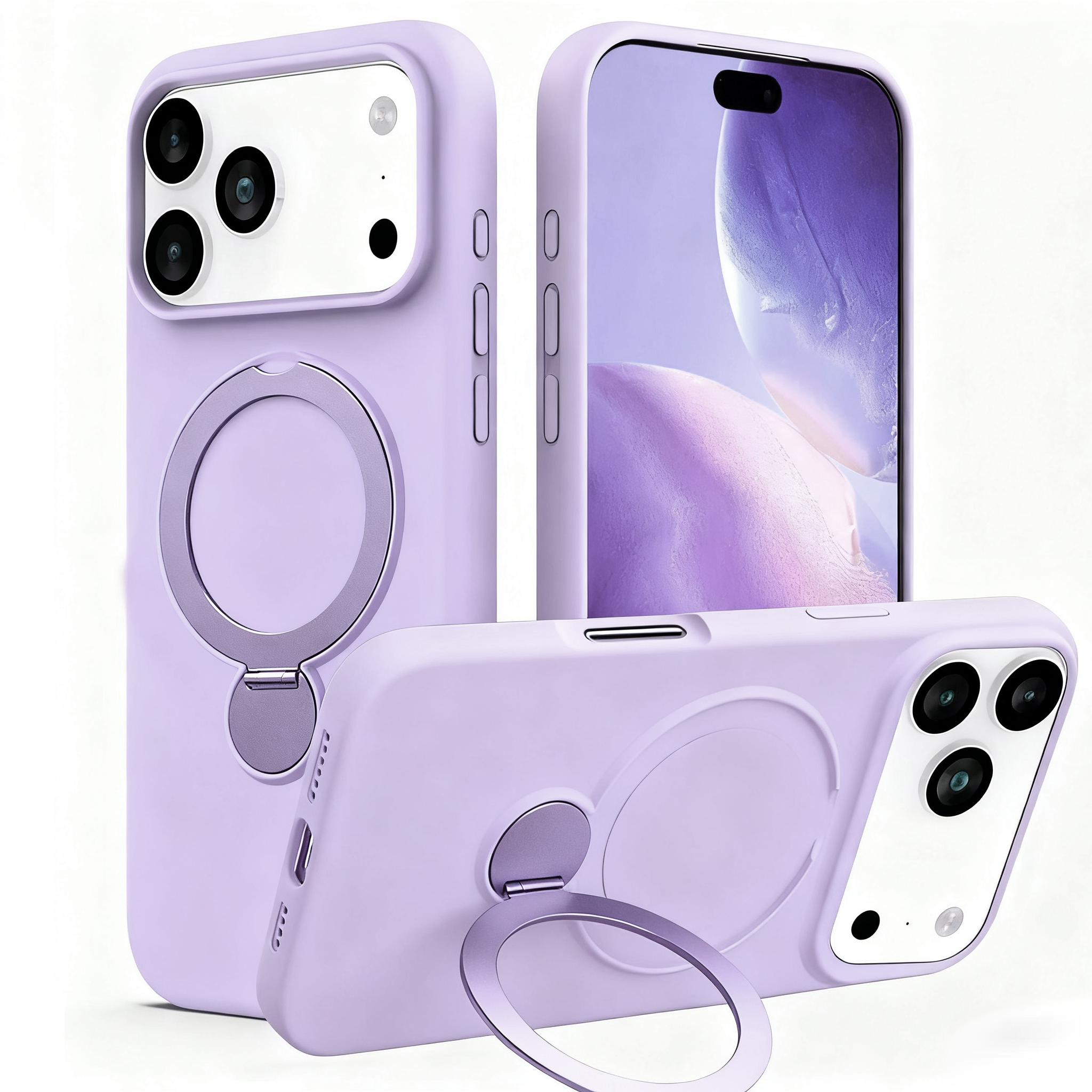 iPhone 17 Series Magsafe Invisible Silicone Stand Case - Purple