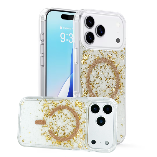 Nebula iPhone 17 Pro Max Metal Dusted Magsafe Case Gold