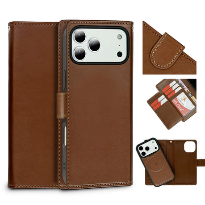 Nebula iPhone 17 Air Magnetic Detachable Leather Wallet Case Brown