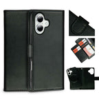 Nebula iPhone 17 Magnetic Detachable Leather Wallet Case Black