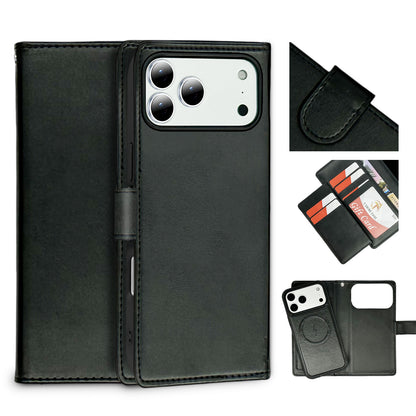 Nebula iPhone 17 Pro Magnetic Detachable Leather Wallet Case Black