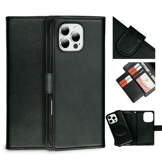 Nebula iPhone 13/14/15/16e/17e Magnetic Detachable Leather Wallet Case Black