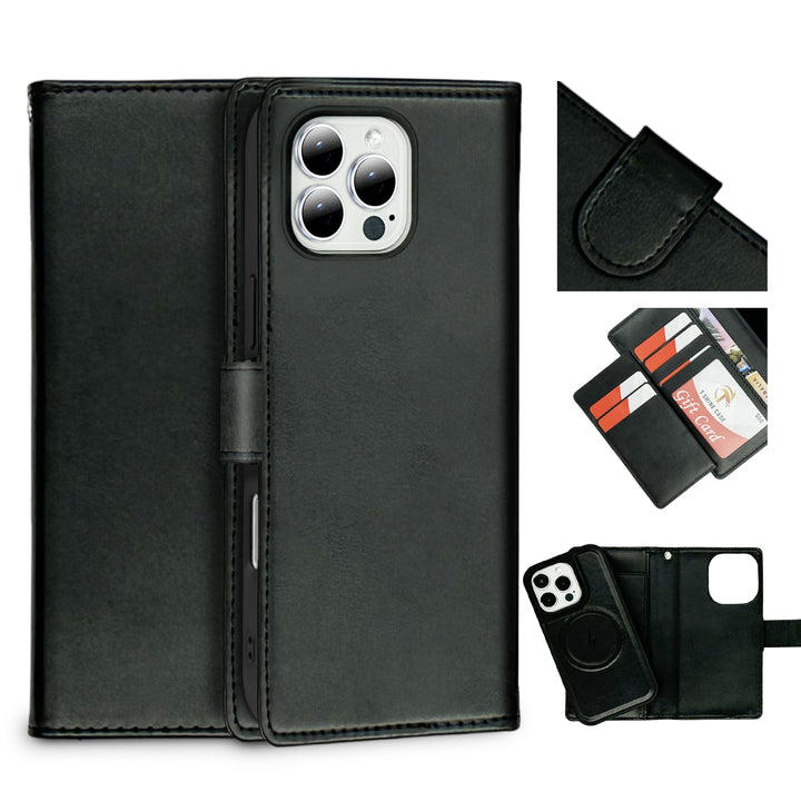 Nebula iPhone 13/14/15/16e/17e Magnetic Detachable Leather Wallet Case Black