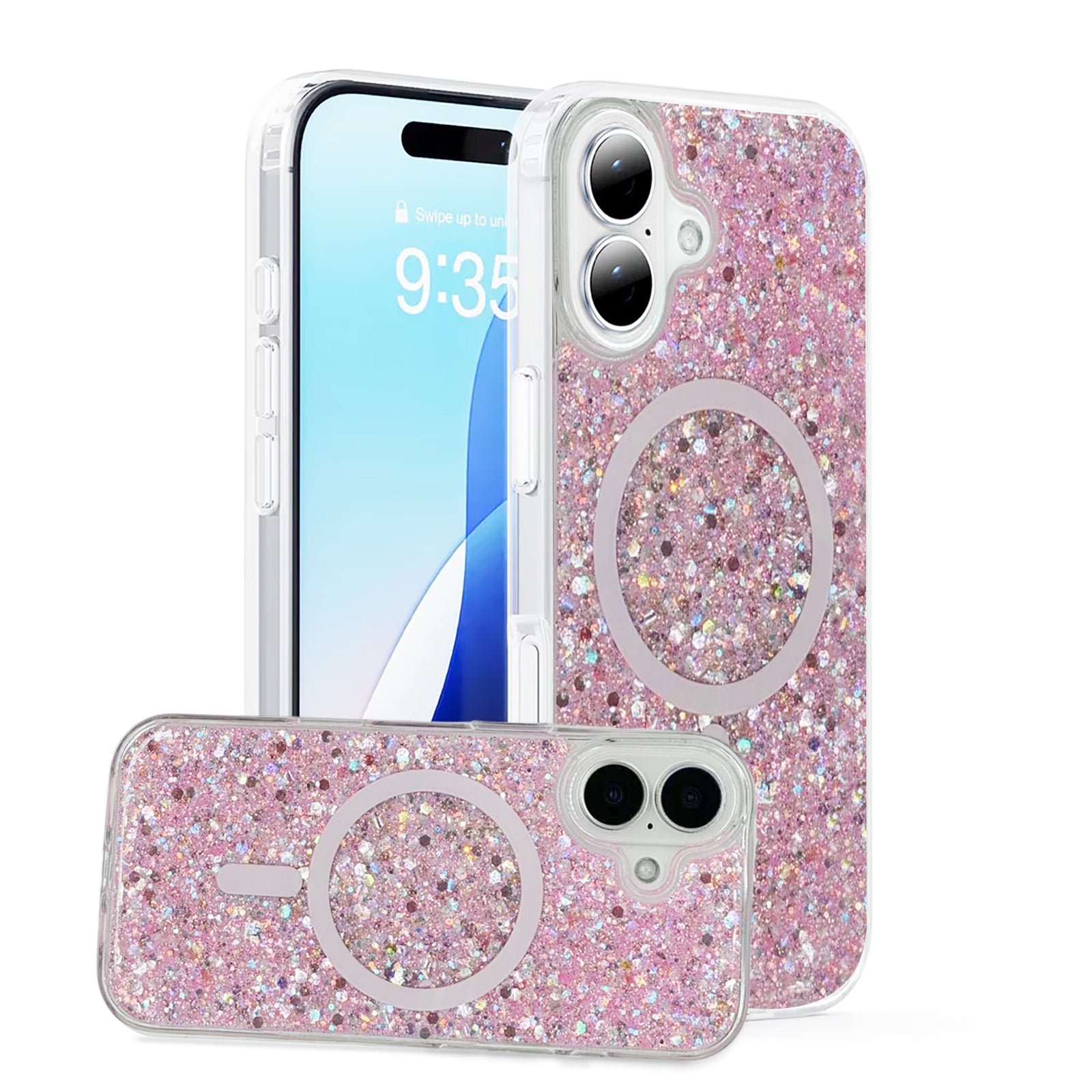 Nebula iPhone 17 Pro Magic Glitter Case Pink