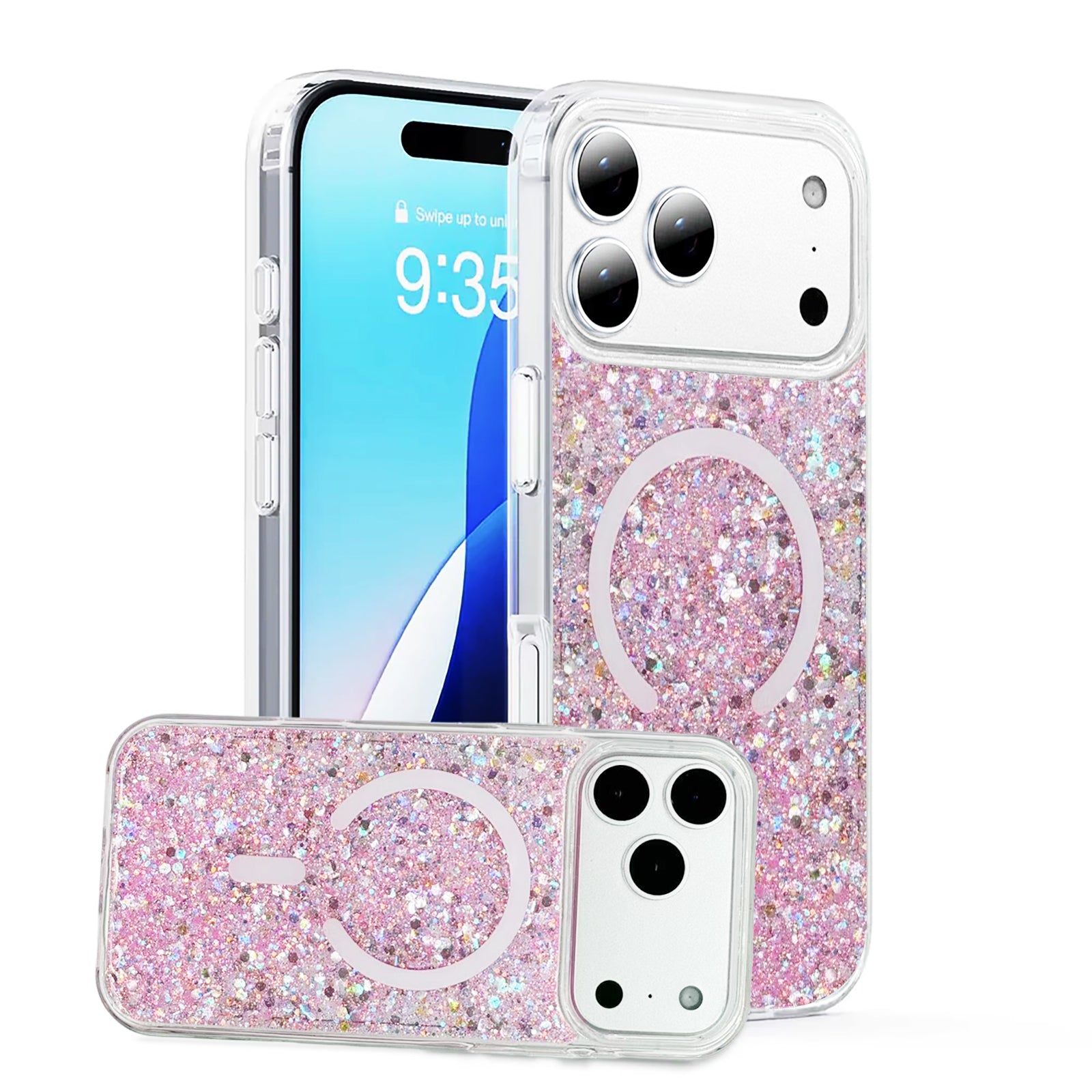 Nebula iPhone 17 Pro Magic Glitter Case Pink