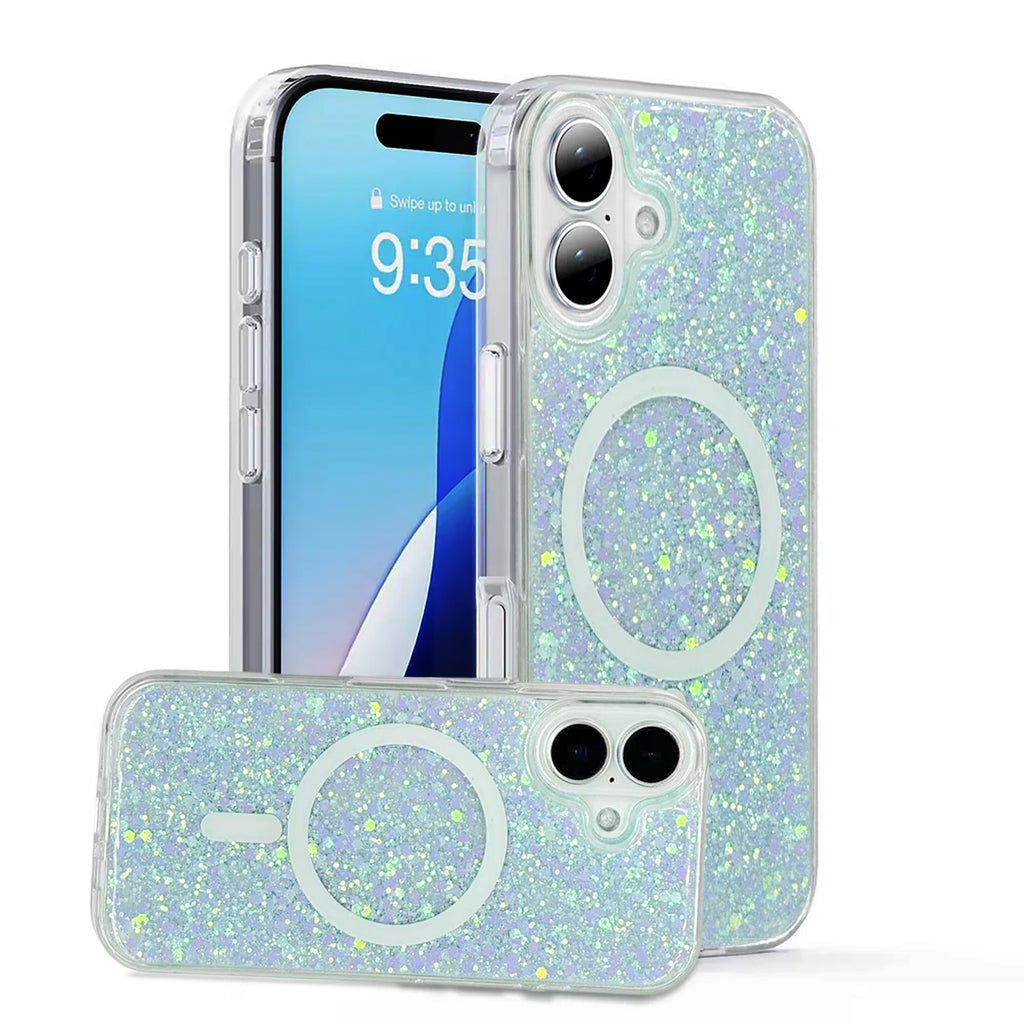 Nebula iPhone 17 Pro Max Magic Glitter Case White Blue