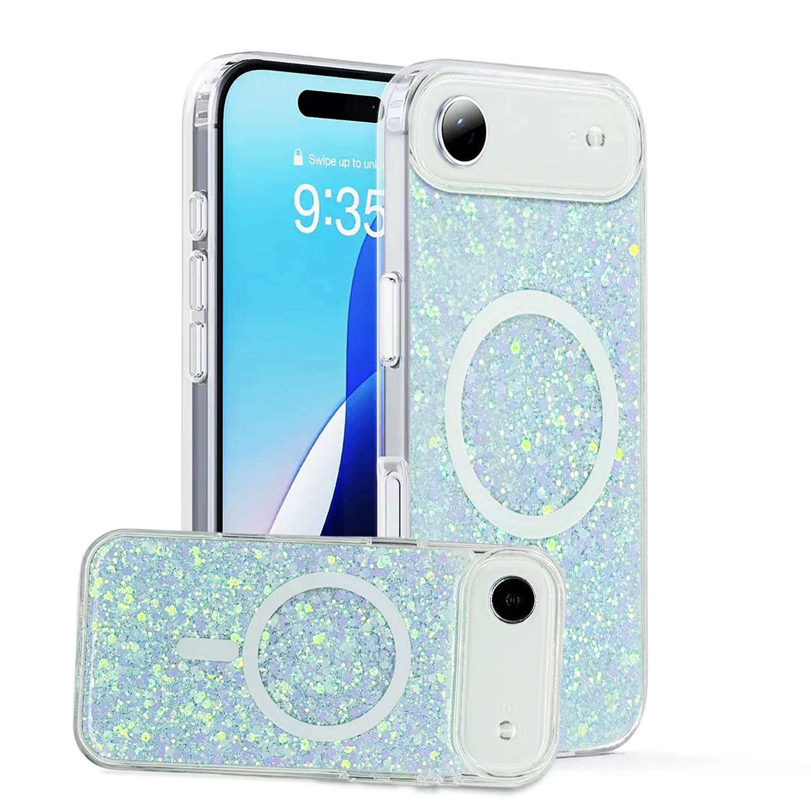 Nebula iPhone 17 Air Magic Glitter Case White Blue
