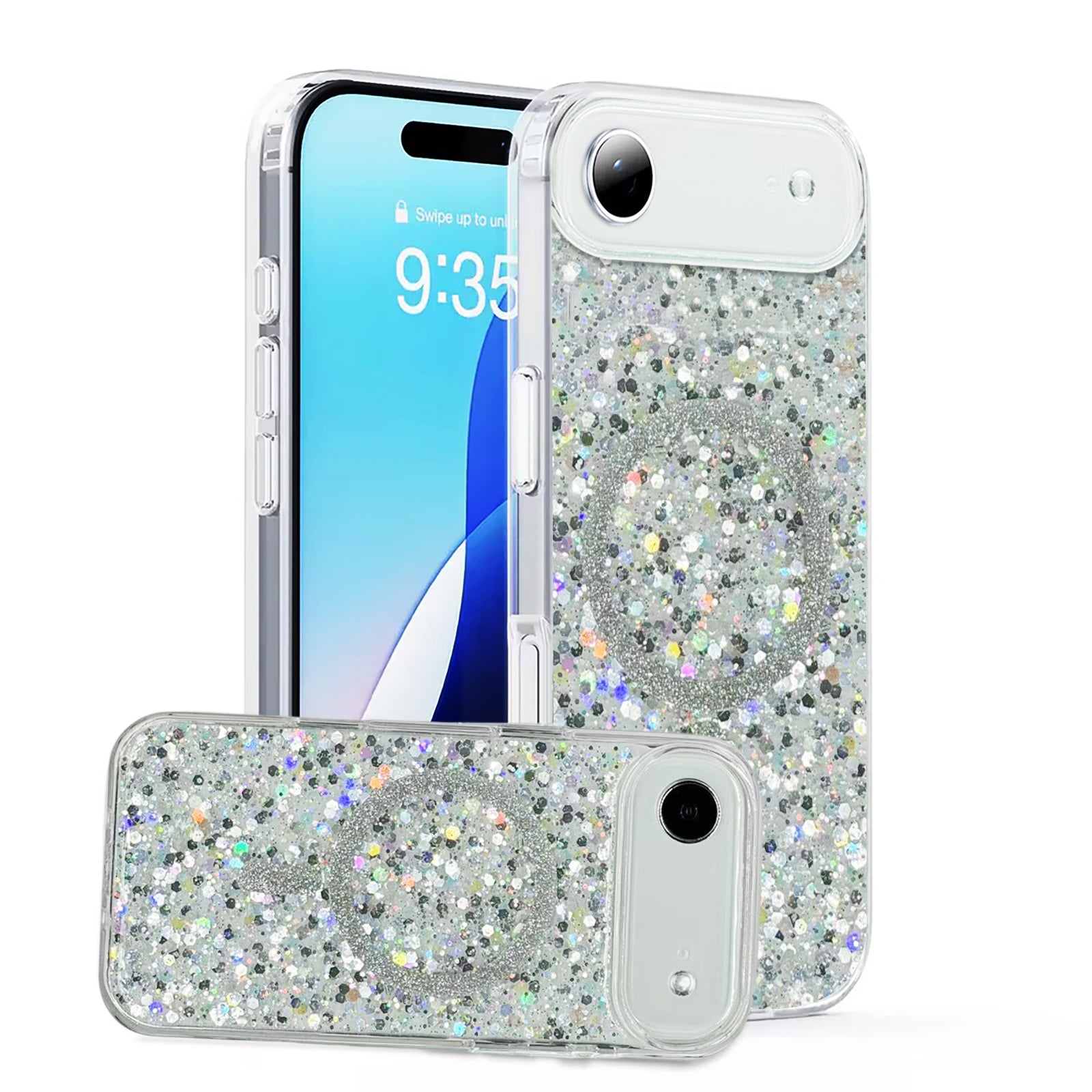 Nebula iPhone 17 Magic Glitter Case White Silver