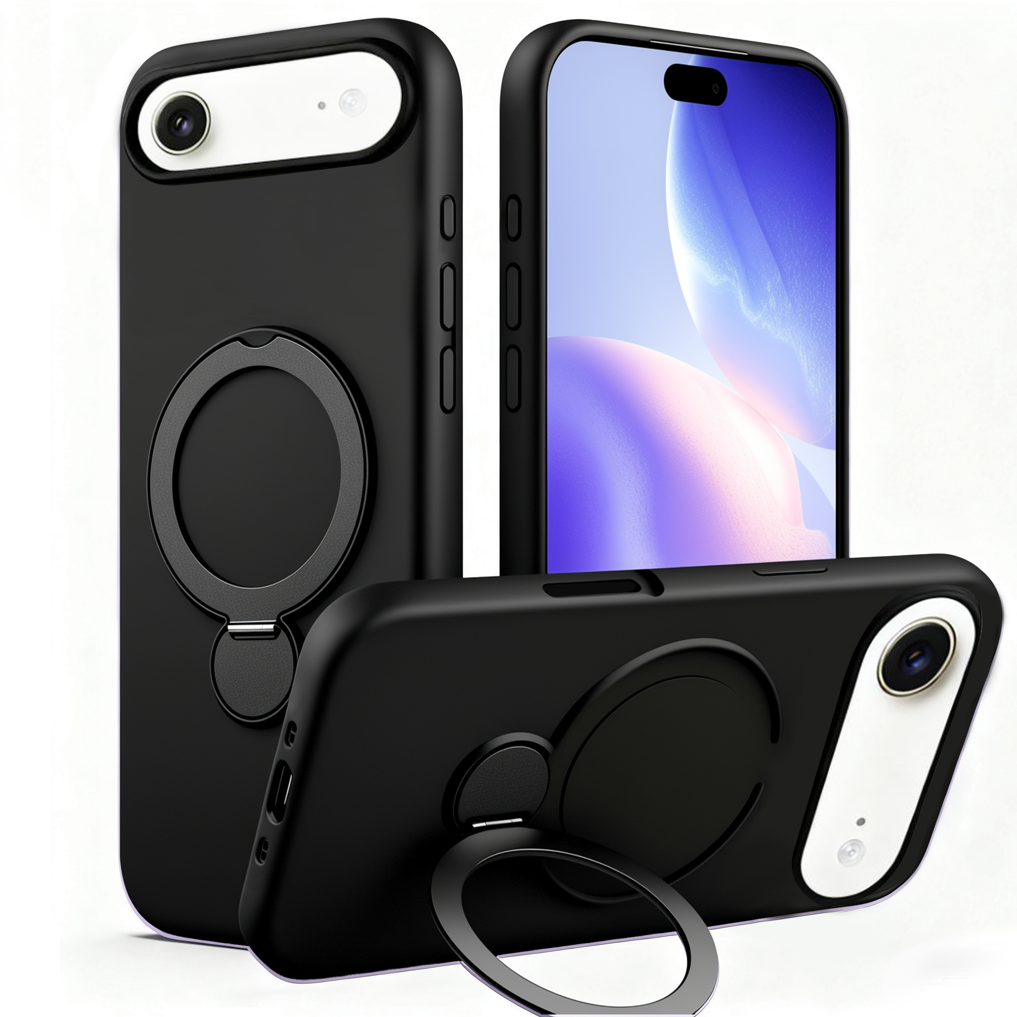 iPhone 17 series Magsafe Invisible Silicone Stand Case - Black