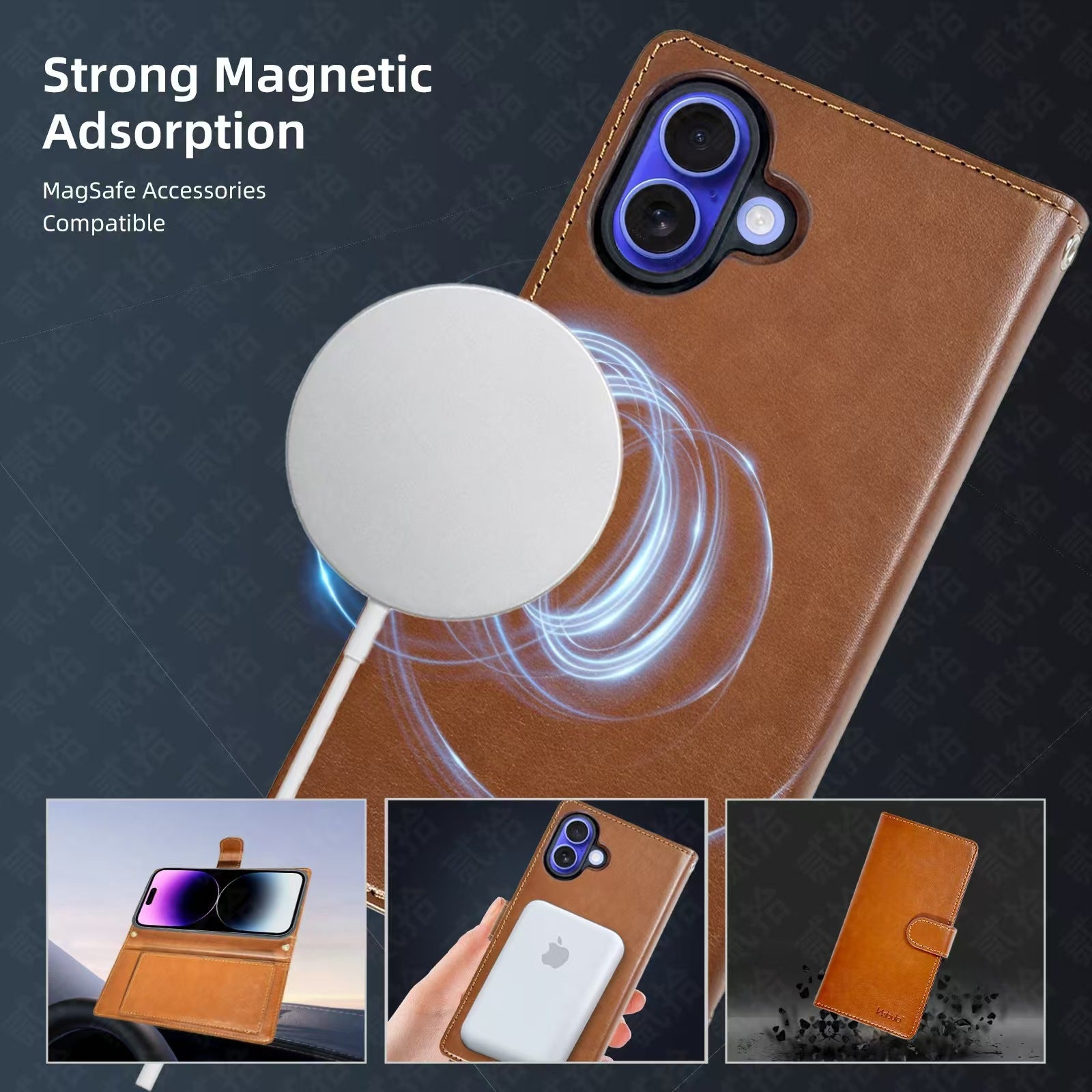 Nebula iPhone 17 Air Magnetic Detachable Leather Wallet Case Brown