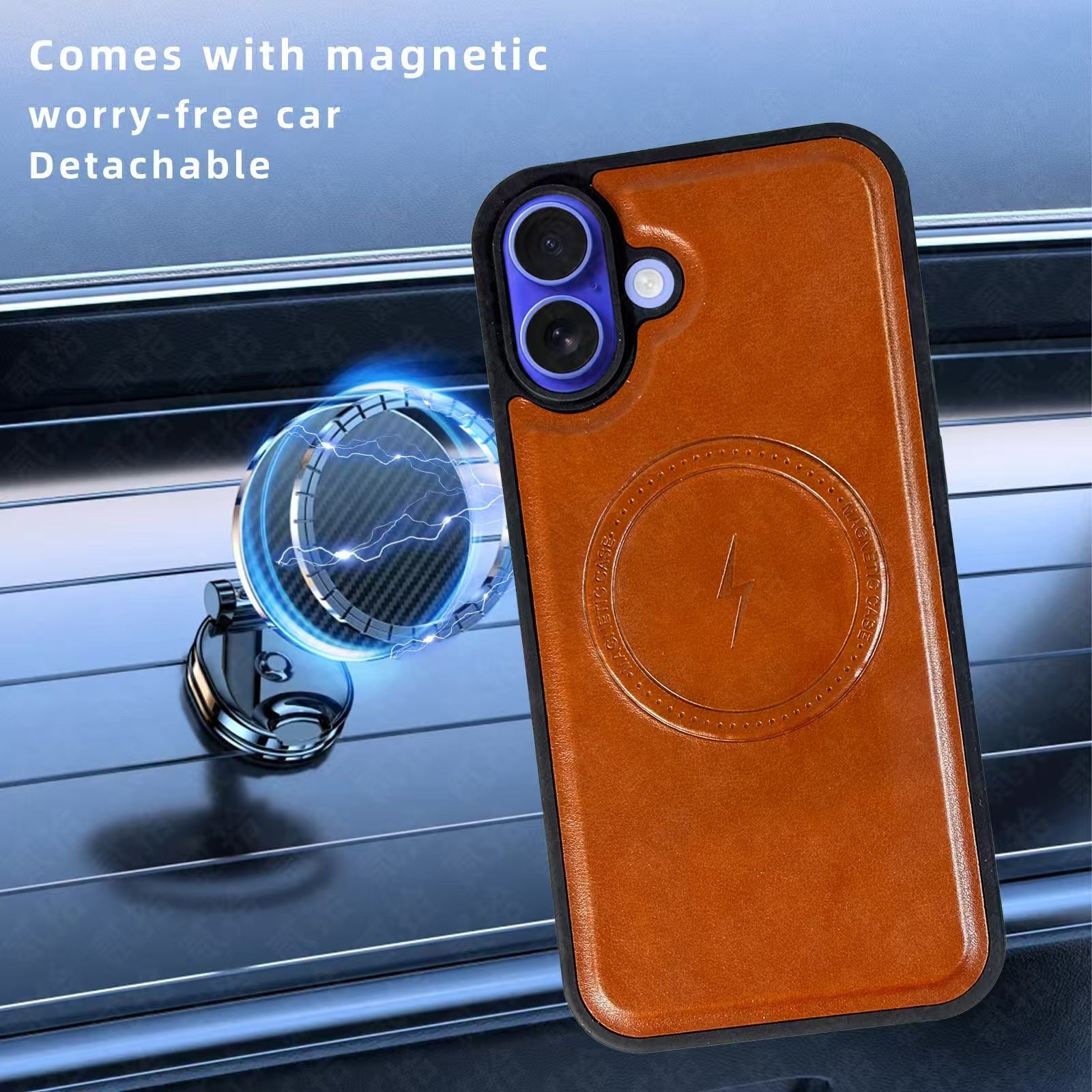 Nebula iPhone 17 Air Magnetic Detachable Leather Wallet Case Brown