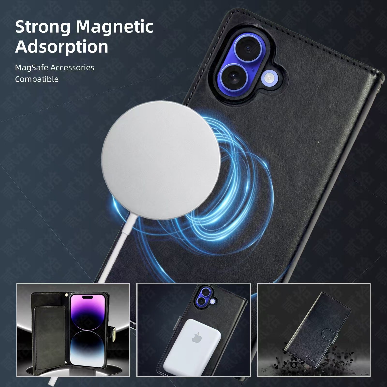 Nebula iPhone 17 Magnetic Detachable Leather Wallet Case Black