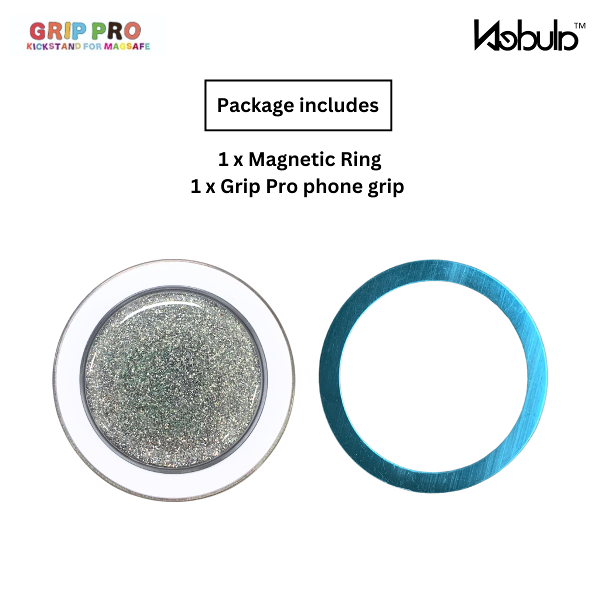 GripPro Magnetic Phone Ring Glitter Silver