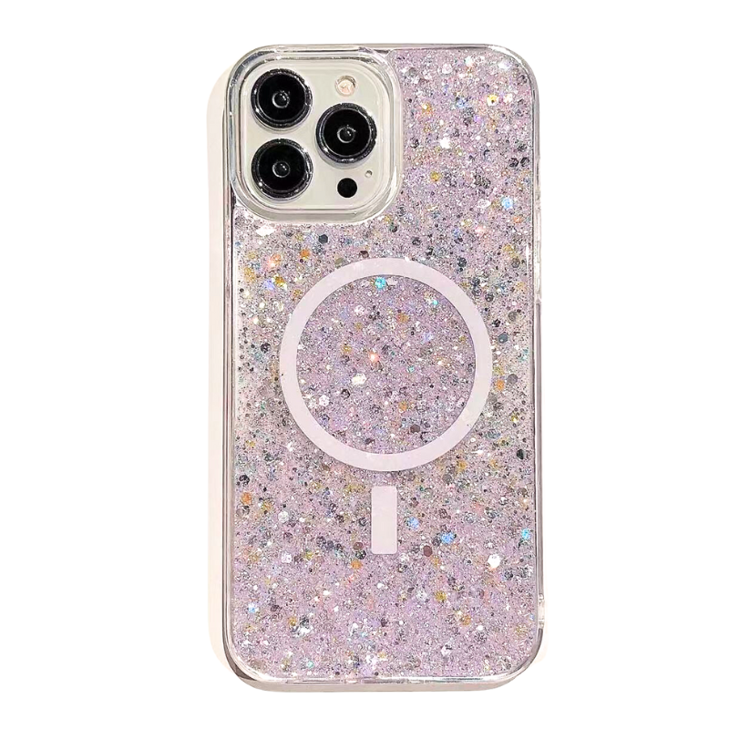 Nebula Magic Glitter Magsafe Purple Silver - iPhone Cases
