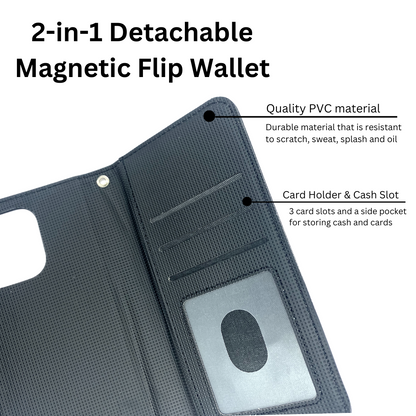Magnetic Detachable Wallet Case Black - iPhone Cases