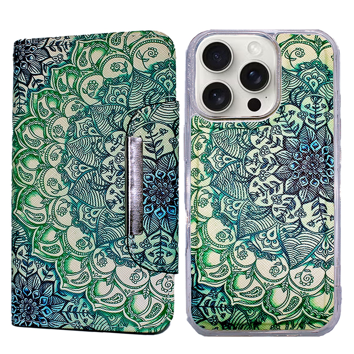 Magnetic Detachable Wallet Case Mandala - iPhone Cases