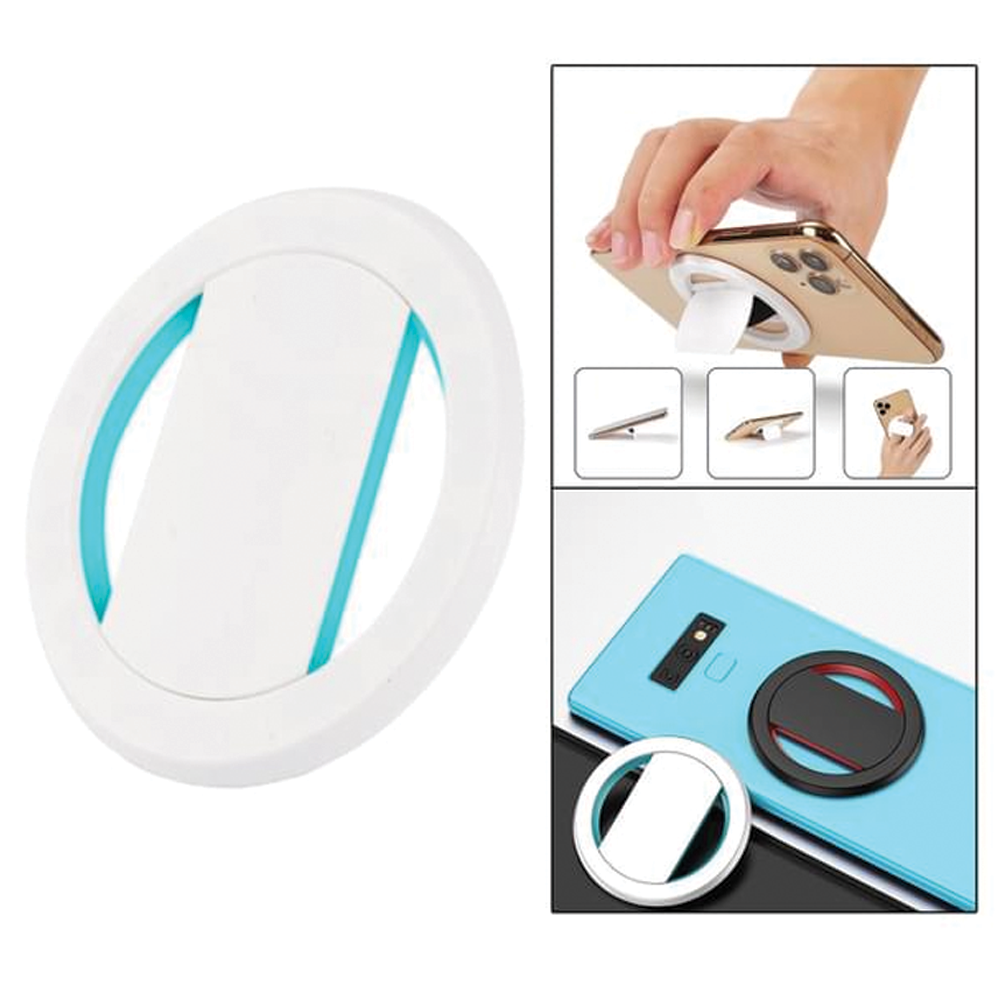 Magnetic Rotatable Phone Grip and Phone Stand White Cyan