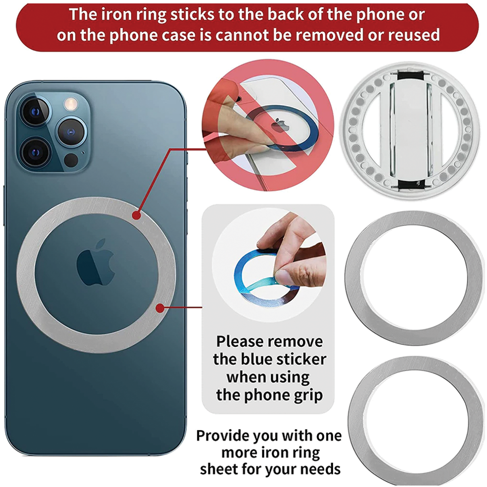 Magnetic Rotatable Phone Grip and Phone Stand White Cyan