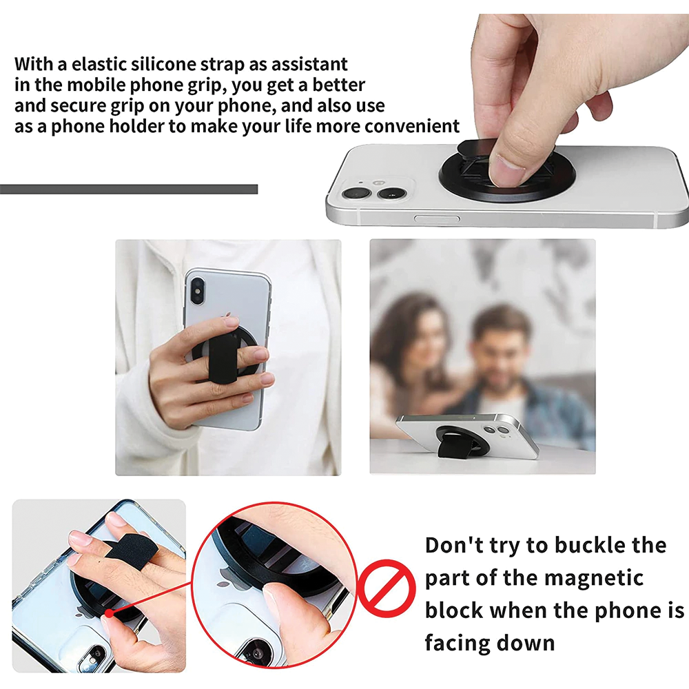 Magnetic Rotatable Phone Grip and Phone Stand Matt Black