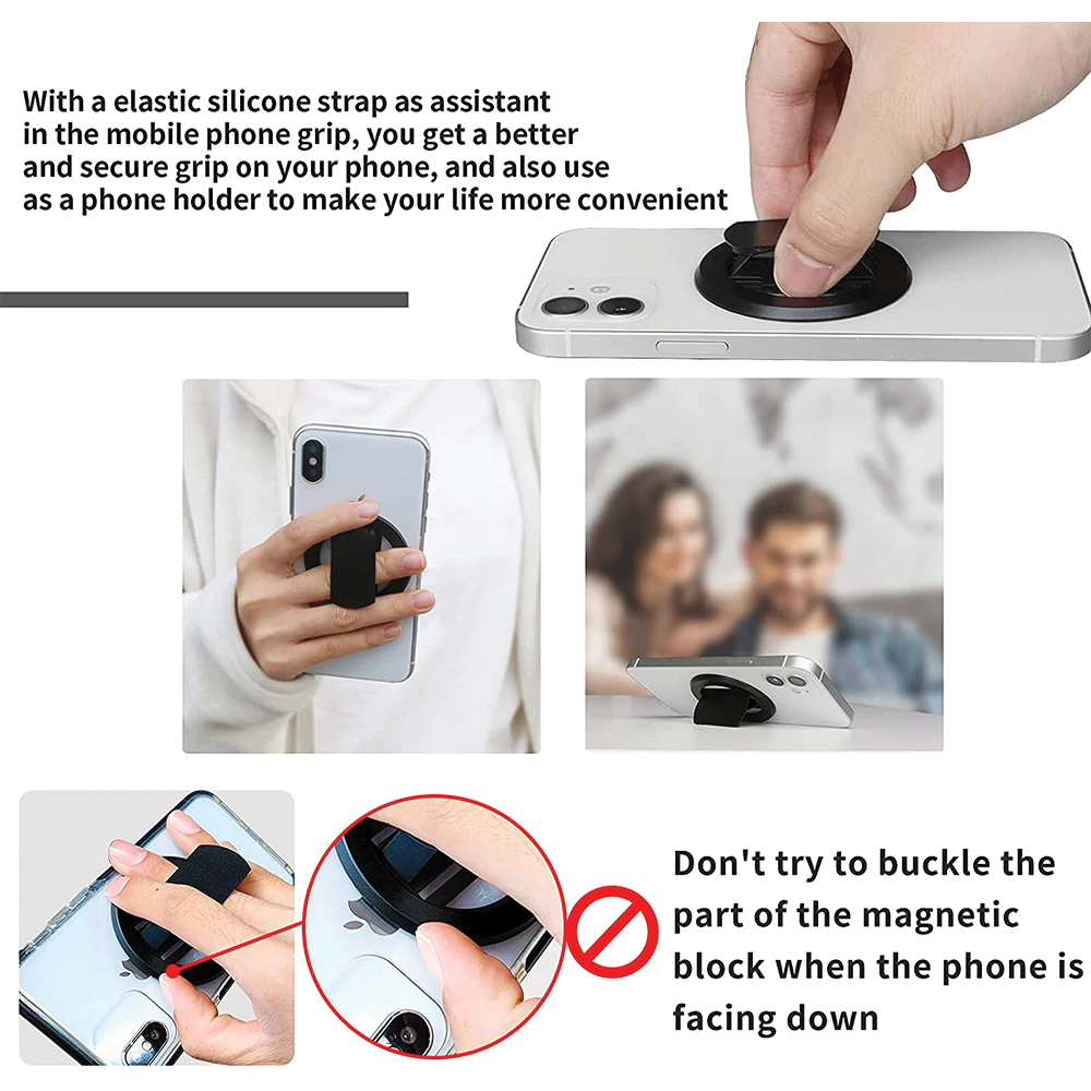 Magnetic Rotatable Phone Grip and Phone Stand White Cyan