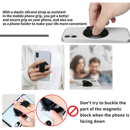 Magnetic Rotatable Phone Grip and Phone Stand White Cyan