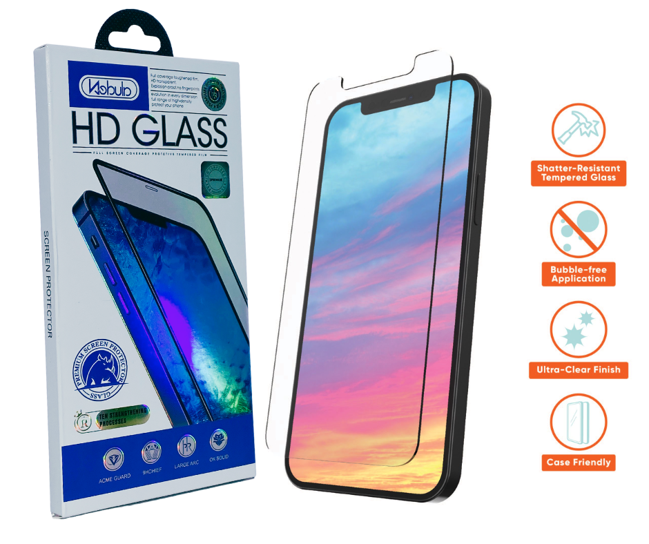 2 x (Twin Combo Pack) Nebula Clear Cover HD Tempered Glass Screen Protector For Apple