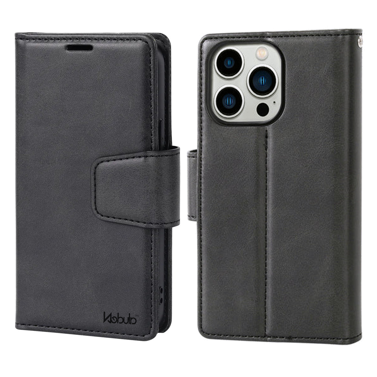 Nebula Flip Leather Wallet Case Black - iPhone Case