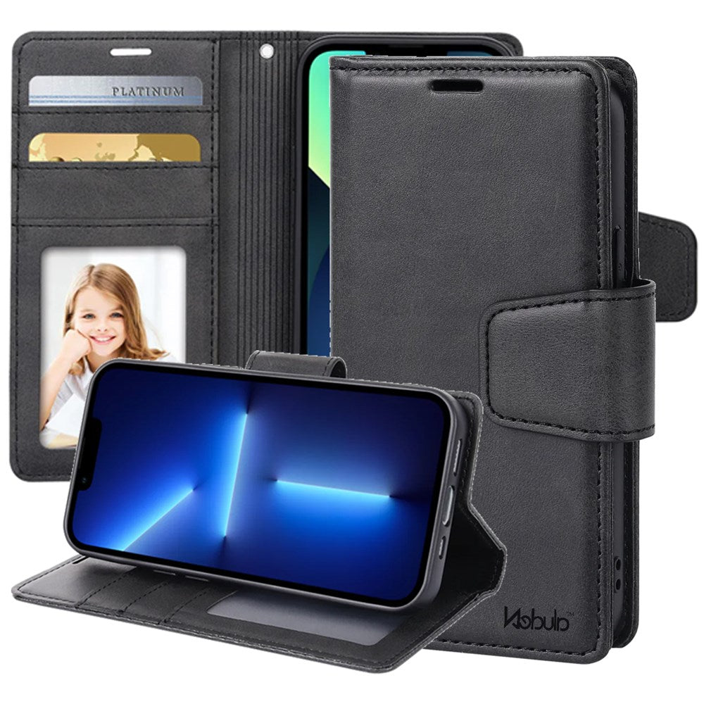 Nebula Flip Leather Wallet Case Black - iPhone Case