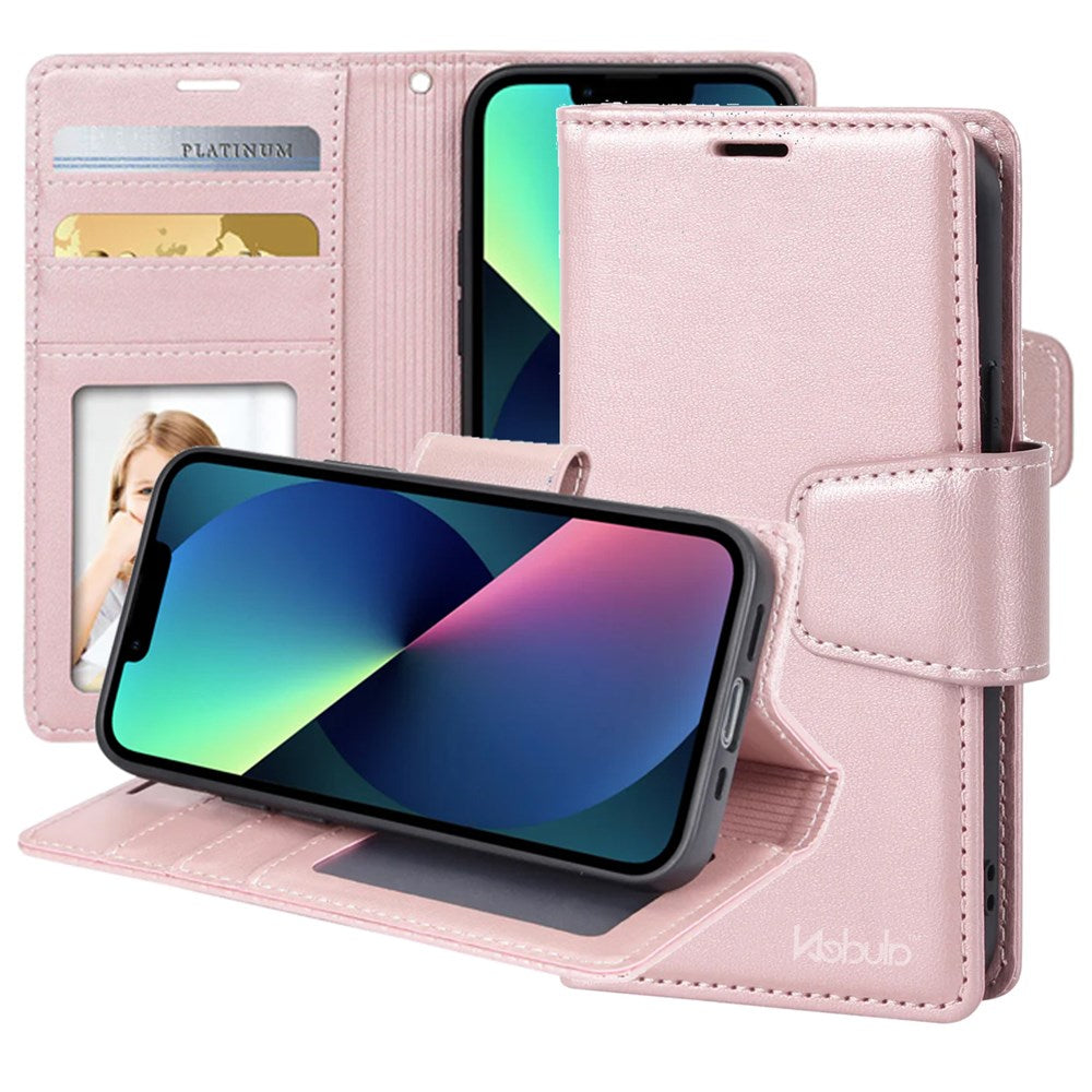 Samsung Galaxy S26 Nebula Flip Leather Wallet Case Rose Gold