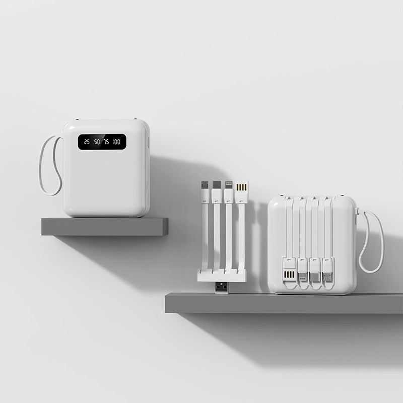 4-In-1 Super Fast Charging 10000mAh Power Bank With 4 External Cable-White