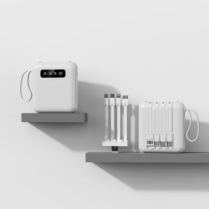 4-In-1 Super Fast Charging 10000mAh Power Bank With 4 External Cable-White