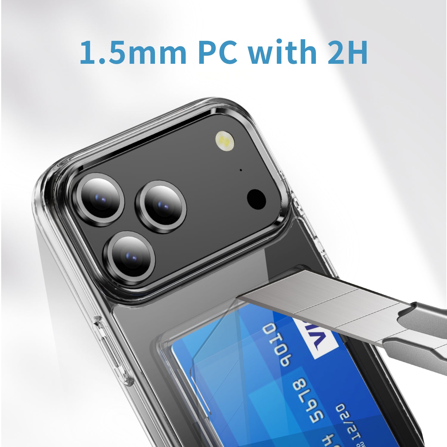 iPhone 17 Pro Max Shockproof Hard Card Holder Back Case Clear