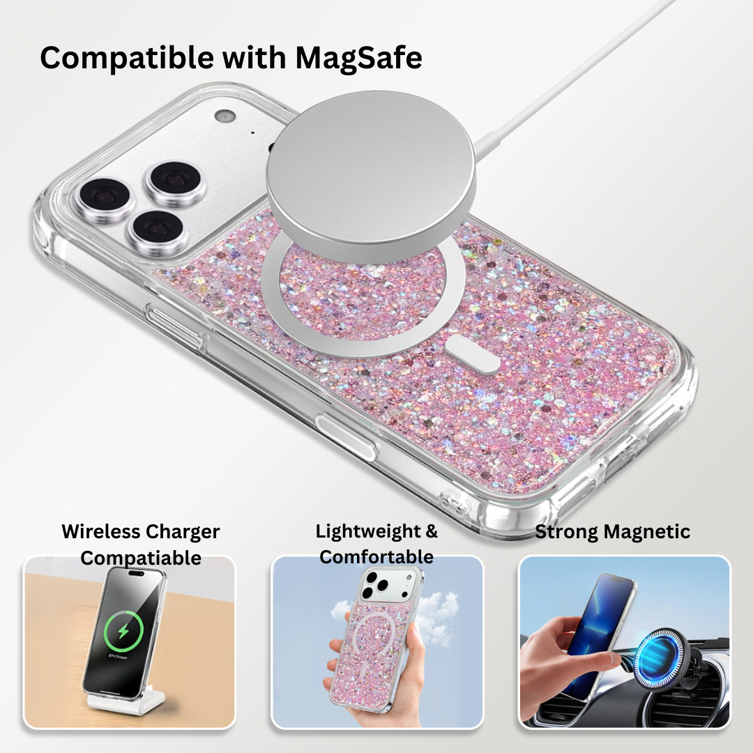 Nebula iPhone 17 Pro Magic Glitter Case Pink