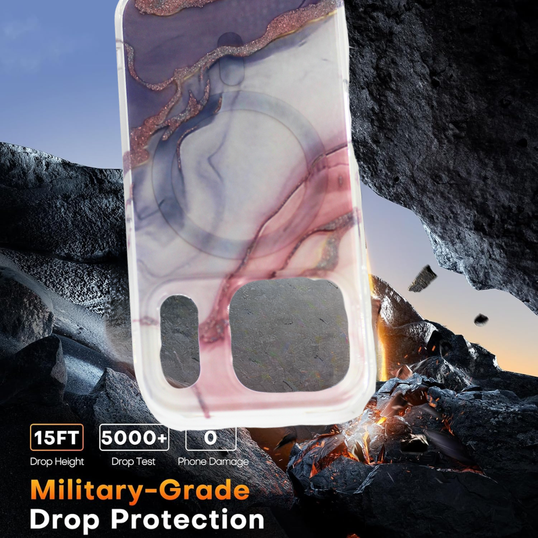 iPhone Magsafe Pattern Rose Marble Case - iPhone 17 Series