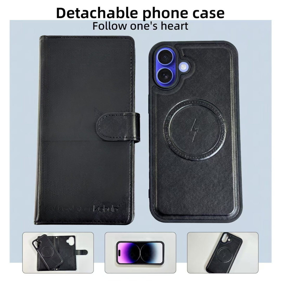 Nebula iPhone 17 Magnetic Detachable Leather Wallet Case Black