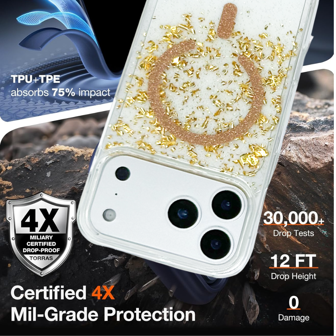 Nebula iPhone 17 Metal Dusted Magsafe Case Gold