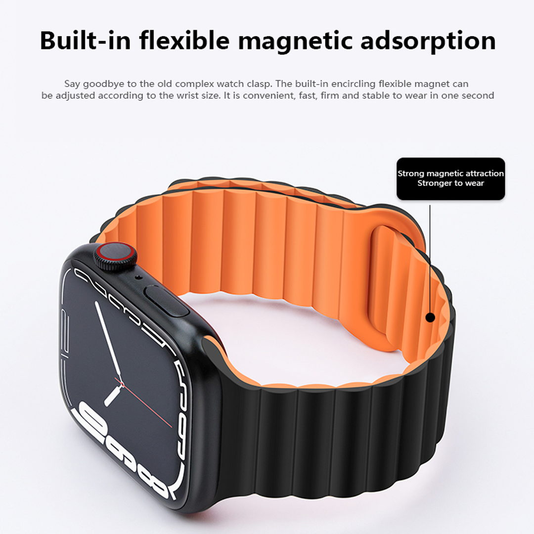 Apple Watch Magnetic Silicone Duo Colour Band 42/44/45mm Black-Orange