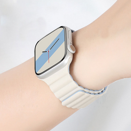 Apple Watch Magnetic Silicone Duo Colour Band 42/44/45mm Cream-Blue
