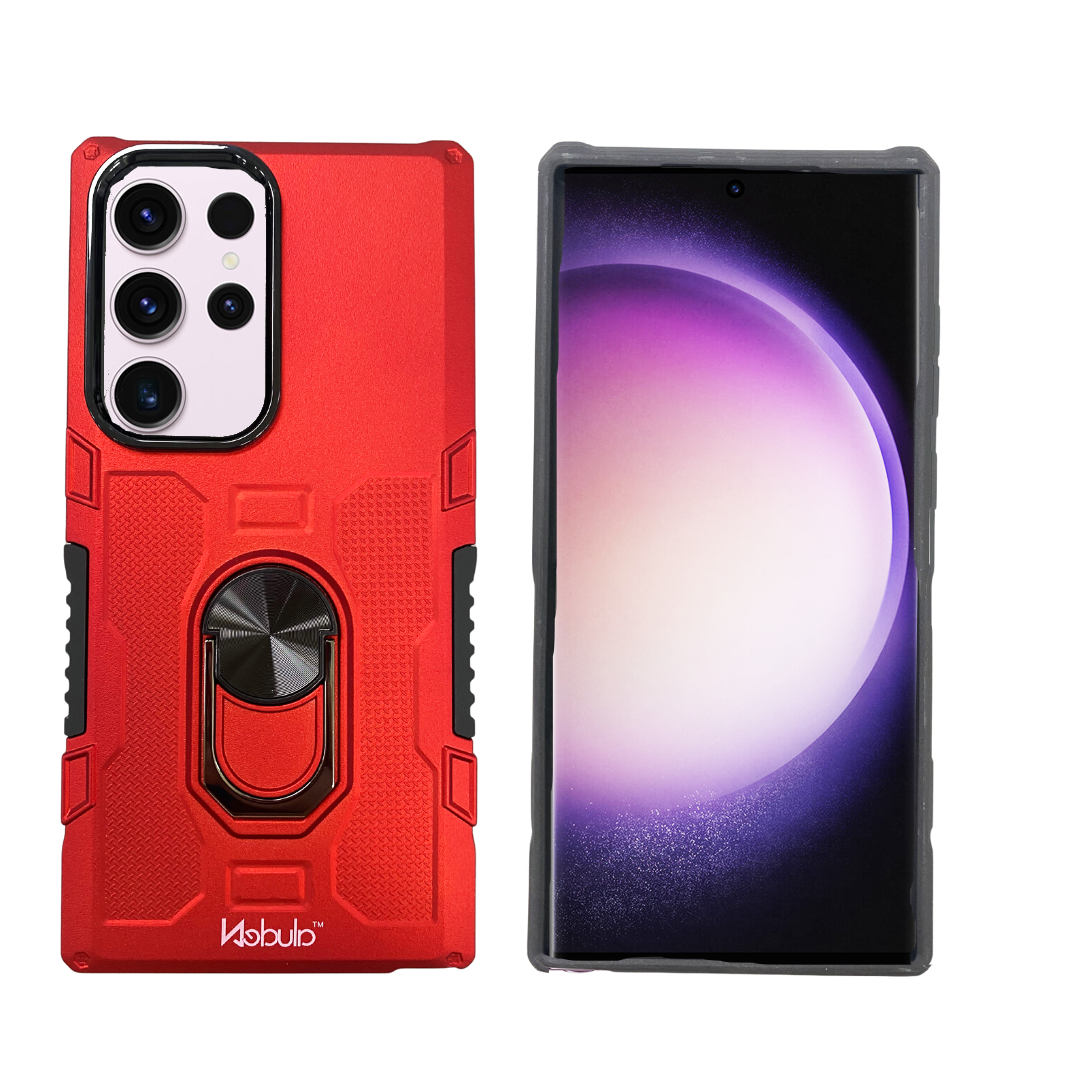 Nebula Military Phone Case with Magnetic Phone Ring Red - Samsung Cases