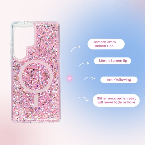 Nebula Samsung S26Ultra Galaxy Magic Glitter Case Pink