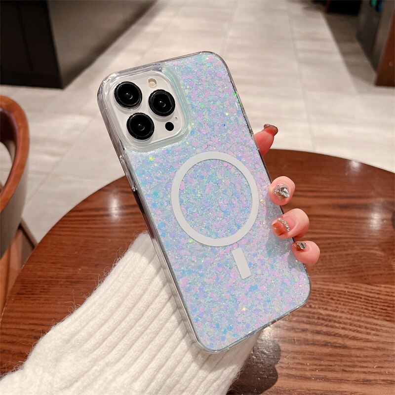 Nebula Magic Glitter iPhone MagSafe Case – Blue