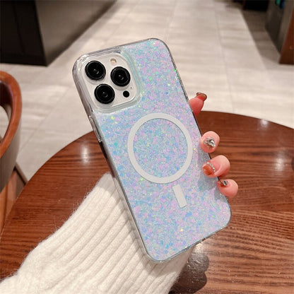 Nebula Magic Glitter iPhone MagSafe Case – Blue