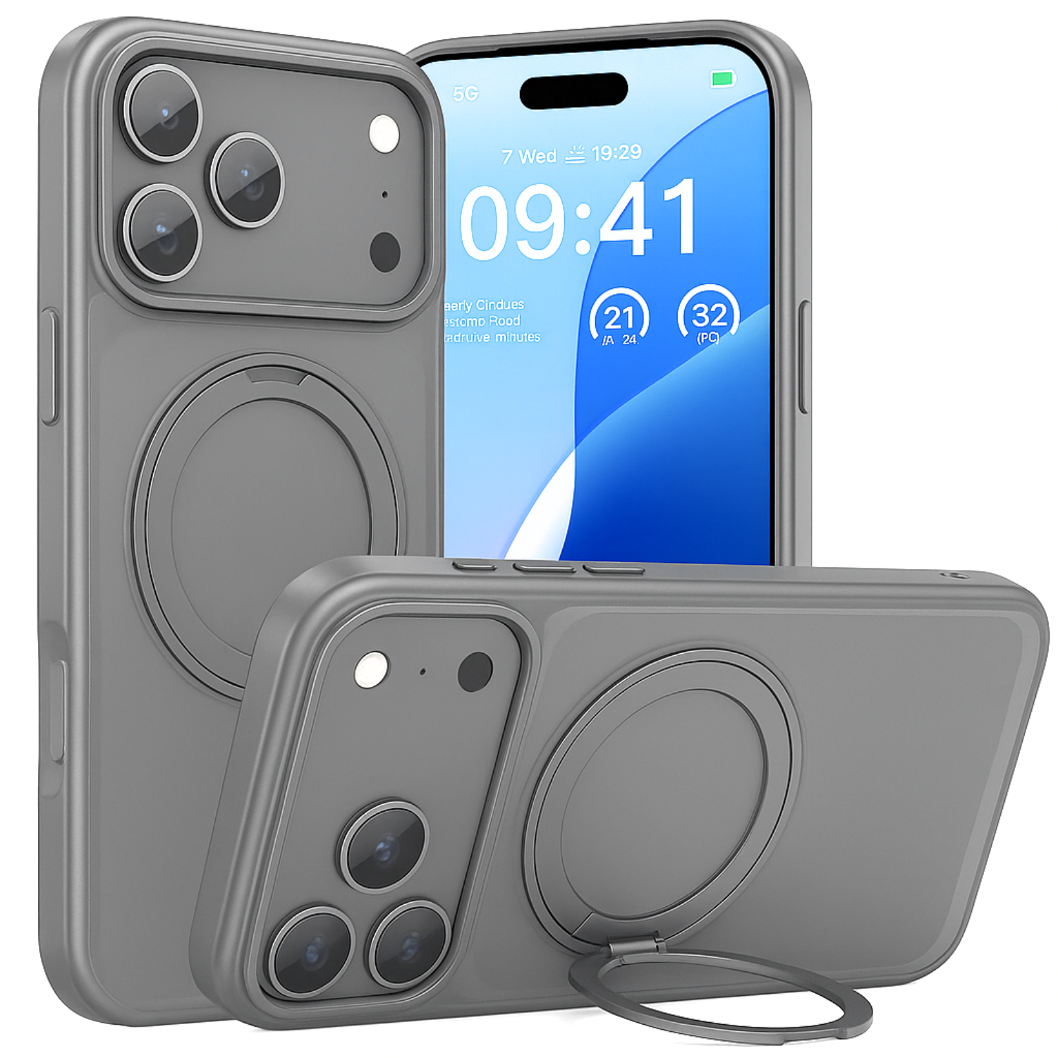 360 Degree Rotatable Ring Kickstand Case Grey - iPhone 17Pro / 17ProMax