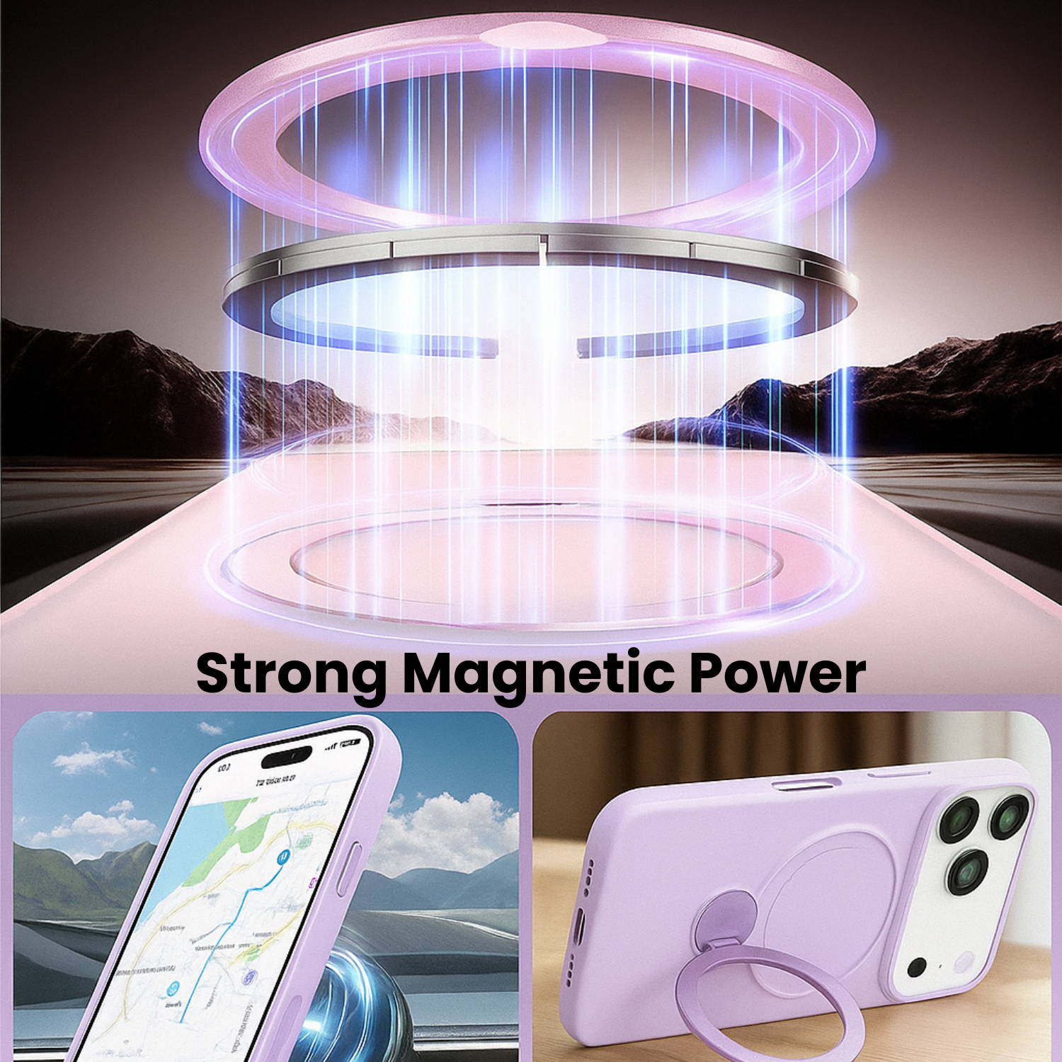 iPhone 17 Series Magsafe Invisible Silicone Stand Case - Purple