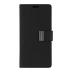 iPhone14 ProMax (iPhone 13 Pro Max) M Silver Buckle Flip Wallet Case Black