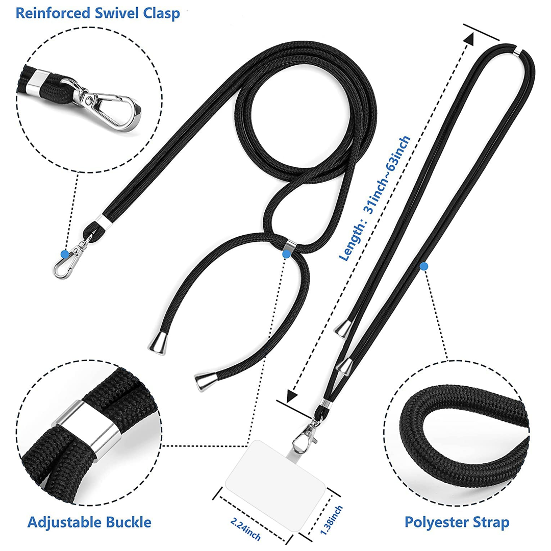 Universal Phone Lanyard with Pad - Black