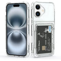 Shockproof Hard Card Holder Back Case Clear for iPhone