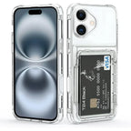 Shockproof Hard Card Holder Back Case Clear for iPhone