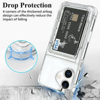 Shockproof Hard Card Holder Back Case Clear for iPhone